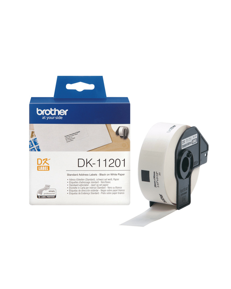 Brother DK-11201 Label Roll – Black on White, 29mm x 90mm (DK11201) (BRODK11201)