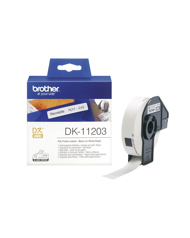 Brother DK-11203 Label Roll – Black on White, 17mm x 87mm (DK11203) (BRODK11203)