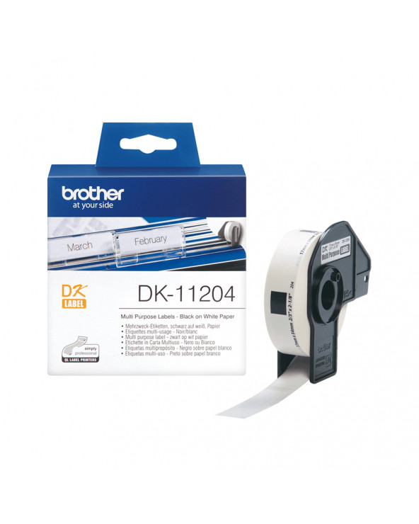 Brother DK-11204 Label Roll – Black on White, 17mm x 54mm (DK11204) (BRODK11204)