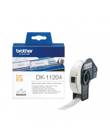 Brother DK-11204 Label Roll – Black on White, 17mm x 54mm (DK11204) (BRODK11204)