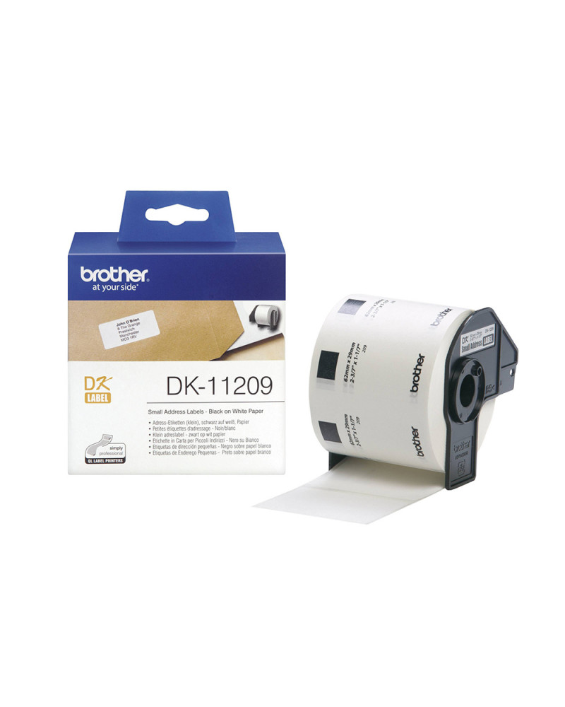 Brother DK-11209 Label Roll – Black on White, 29mm x 62mm (DK11209) (BRODK11209)