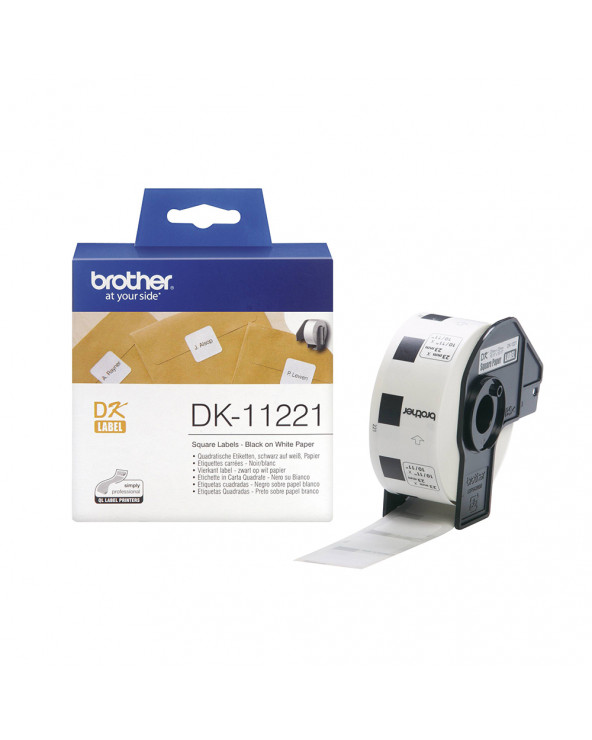 Brother DK-11221 Label Roll – Black on White, 23mm x 23mm (DK11221) (BRODK11221)