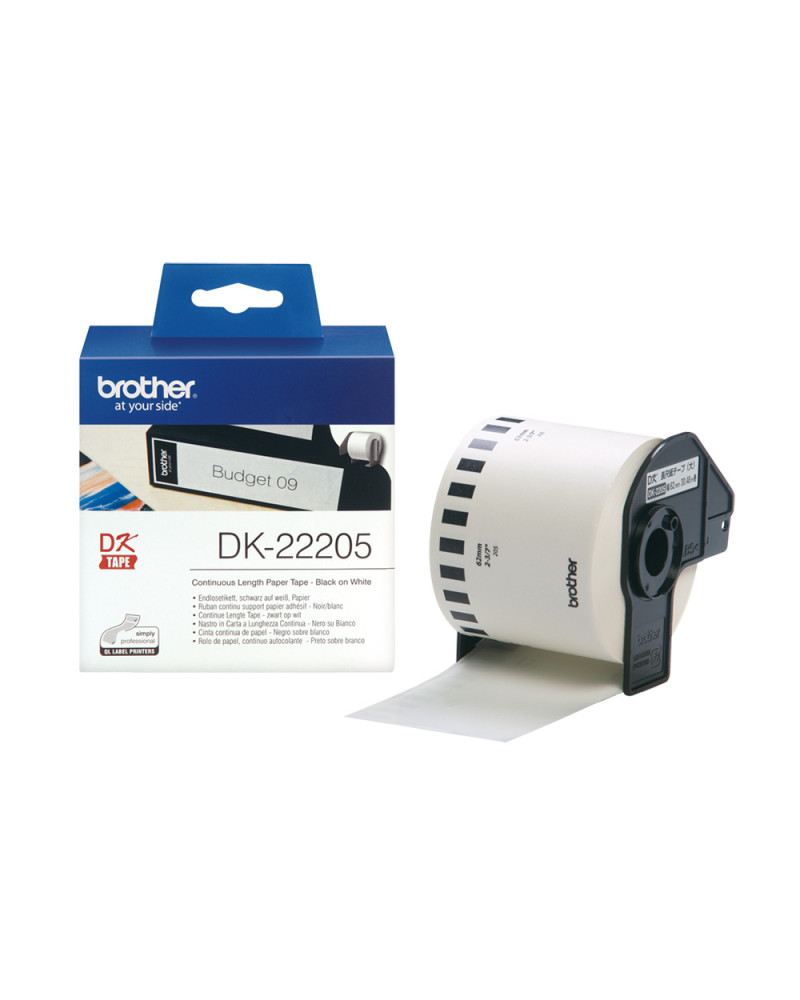 BROTHER LABEL PRINTER TAPE Black on White 62mm wide (DK-22205) (BRODK22205)