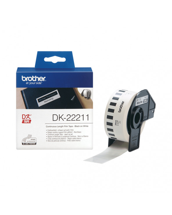 Brother DK-22211 Continuous Film Label Roll – Black on White, 29mm (DK22211) (BRODK22211)