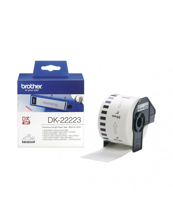 Brother DK-22223 Continuous Paper Label Roll – Black on White, 50mm wide (DK22223) (BRODK22223)