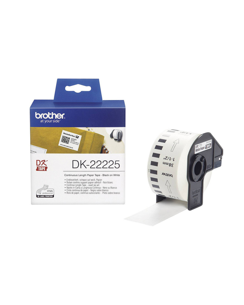 Brother DK-22225 Continuous Paper Label Roll – Black on White, 38mm wide (DK22225) (BRODK22225)