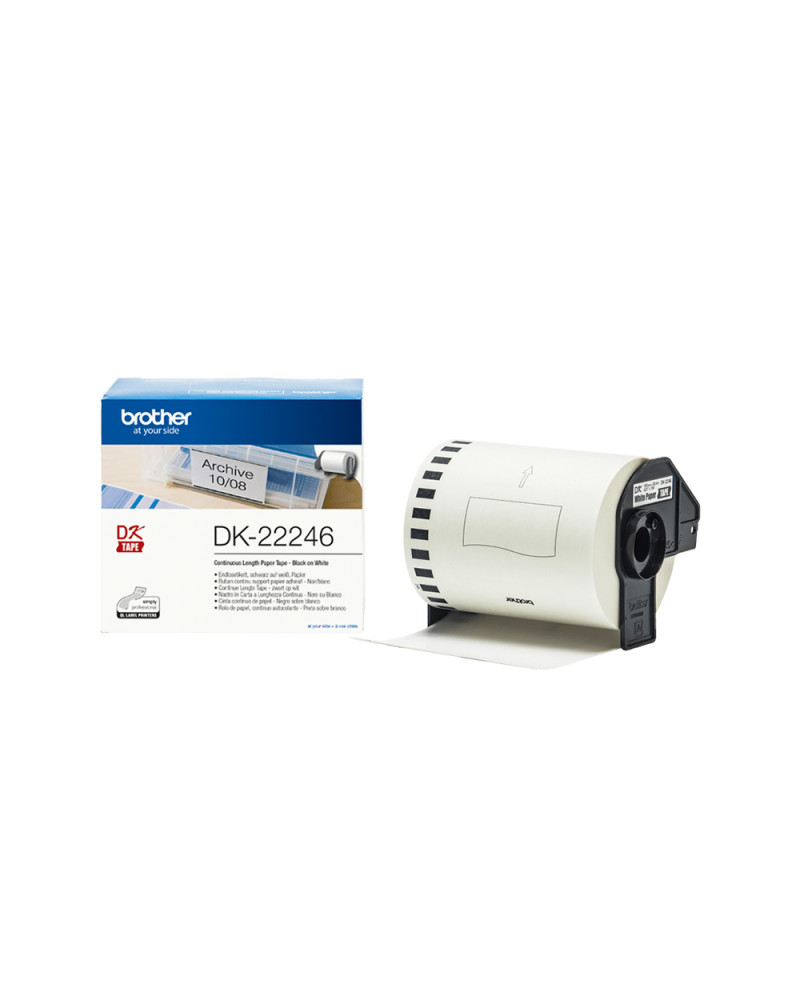 Brother DK-22246 Continuous Paper Label Roll – Black on White, 103mm wide (DK22246) (BRODK22246)
