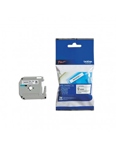 Brother P-touch Non Laminated M-Band Black on White 8m x 9mm (MK221BZ) (BROMK221BZ)