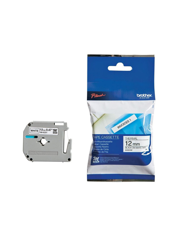 Brother P-touch Non Laminated M-Band Black on White 8m x 12mm (MK231BZ) (BROMK231BZ)