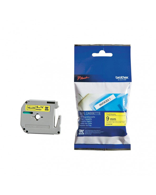 Brother P-touch Non Laminated M-Band Black on Yellow 4m x 9mm (MK621BZ) (BROMK621BZ)