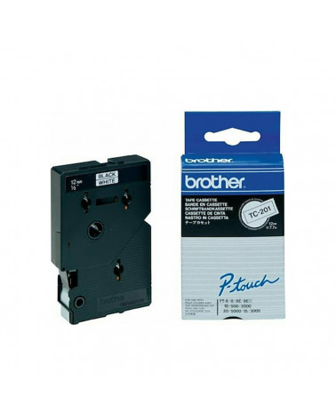 Brother P-touch Laminated Black on White 7,7m x 12mm (TC201) (BROTC201)