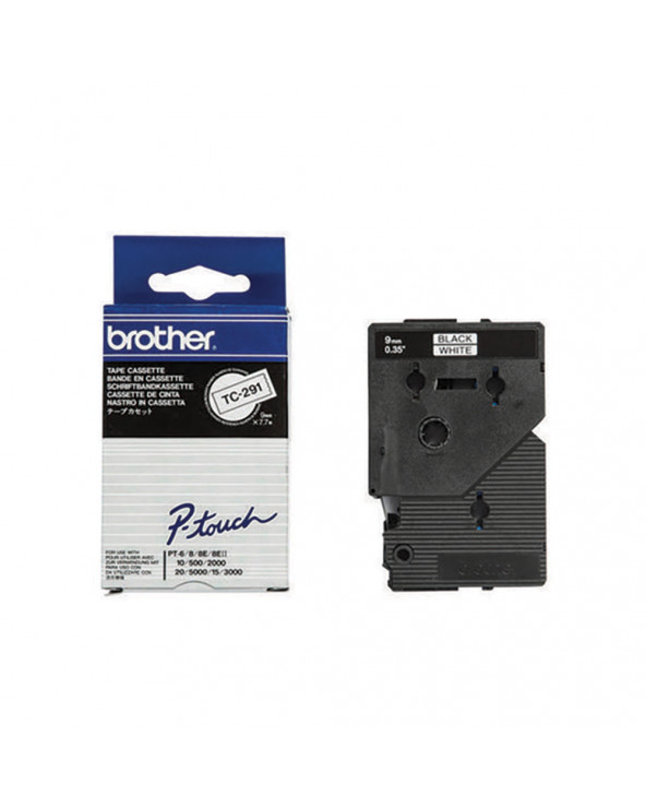 Brother P-touch Laminated Black on White 7,7m x 9mm (TC291) (BROTC291)