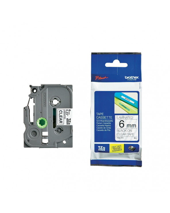 Brother P-touch Laminated Black on Transparent 8m x 6mm (TZE111) (BROTZE111)