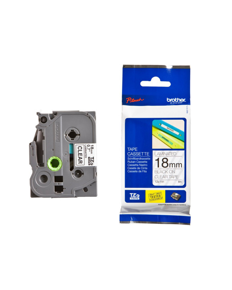 Brother P-Touch Laminated Black on Transparent 8m x 18mm (TZE141) (BROTZE141)