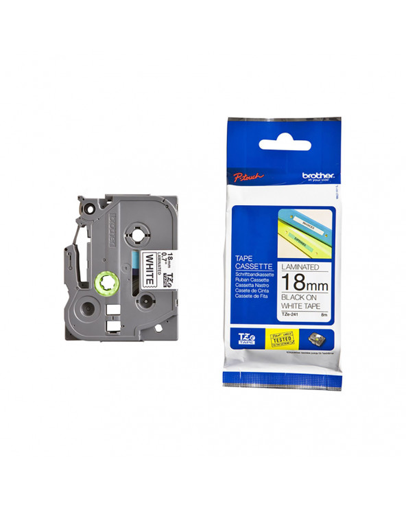 Brother TZe-241 Labelling Tape Cassette – Black on White, 18mm wide (TZE241) (BROTZE241)