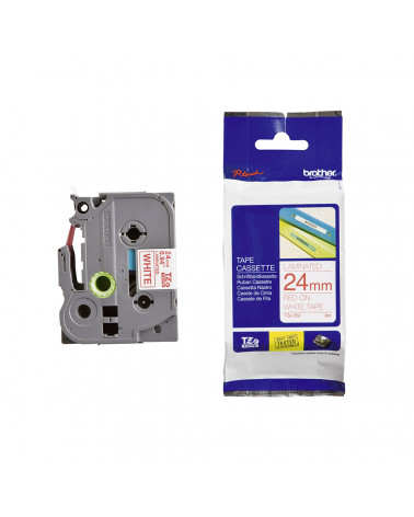 Brother P-Touch Laminated Red on White 8m x 24mm (TZE252) (BROTZE252)