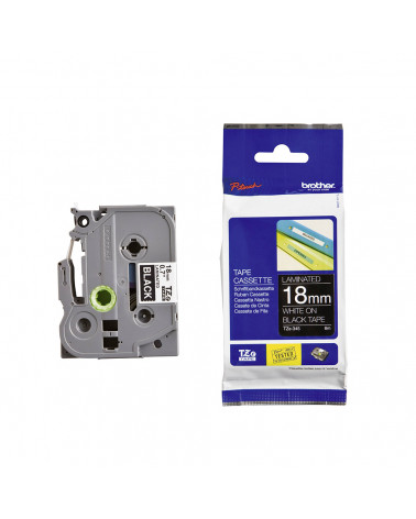 Brother P-Touch Laminated White on Black 8m x 18mm (TZE345) (BROTZE345)