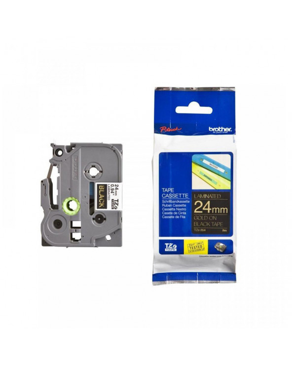 Brother P-Touch Laminated Gold on Black 8m x 24mm (TZE354) (BROTZE354)