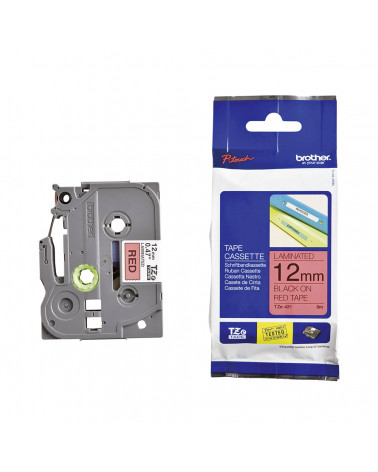 Brother TZe-431 Labelling Tape Cassette – Black on Red, 12mm wide (TZE431) (BROTZE431)