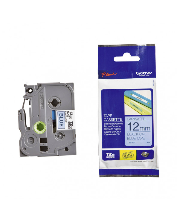 Brother TZe-531 Labelling Tape Cassette – Black on Blue, 12mm wide (TZE531) (BROTZE531)