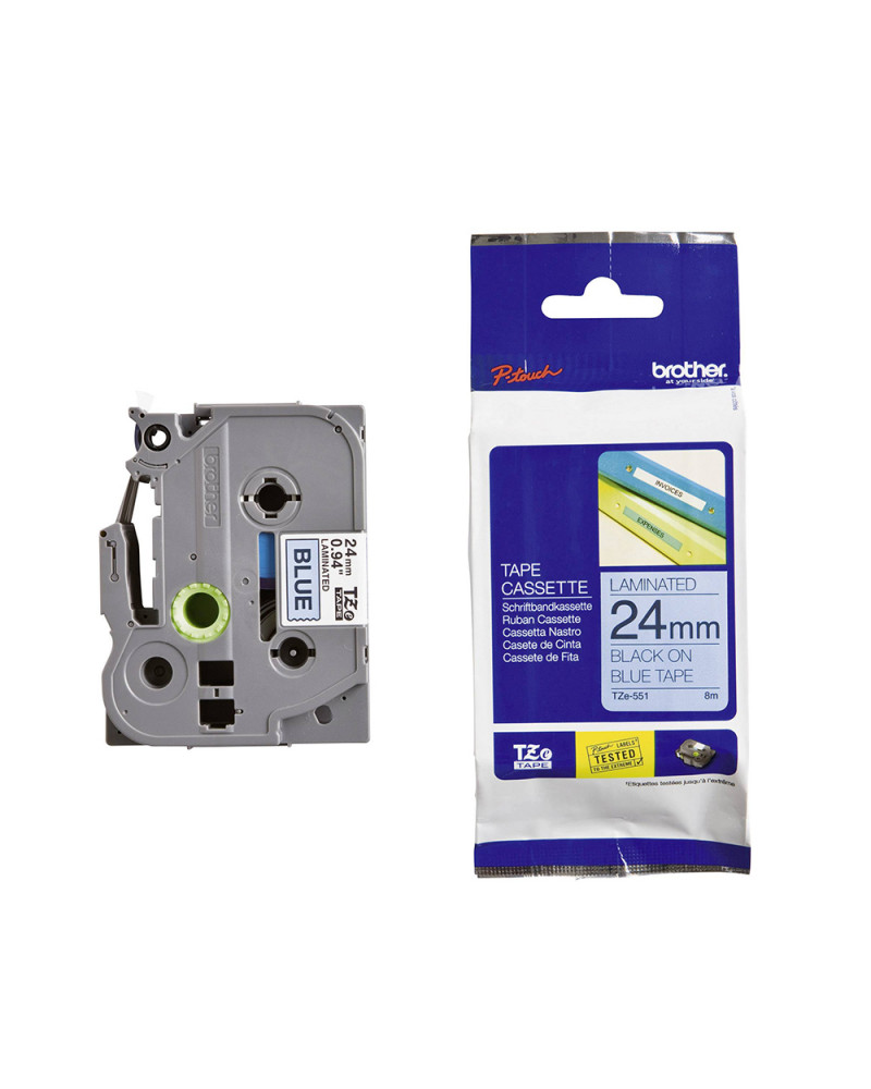 Brother P-Touch Laminated Black on Blue 8m x 24mm (TZE551) (BROTZE551)