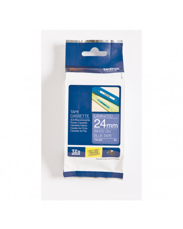 Brother P-Touch Laminated White on Blue 8m x 24mm (TZE555) (BROTZE555)