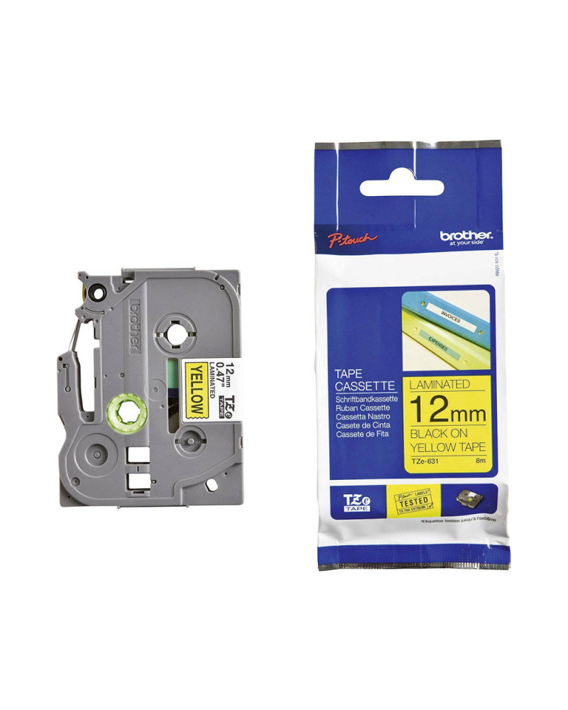 Brother TZe-631 Labelling Tape – Black on Yellow, 12mm wide (TZE631) (BROTZE631)