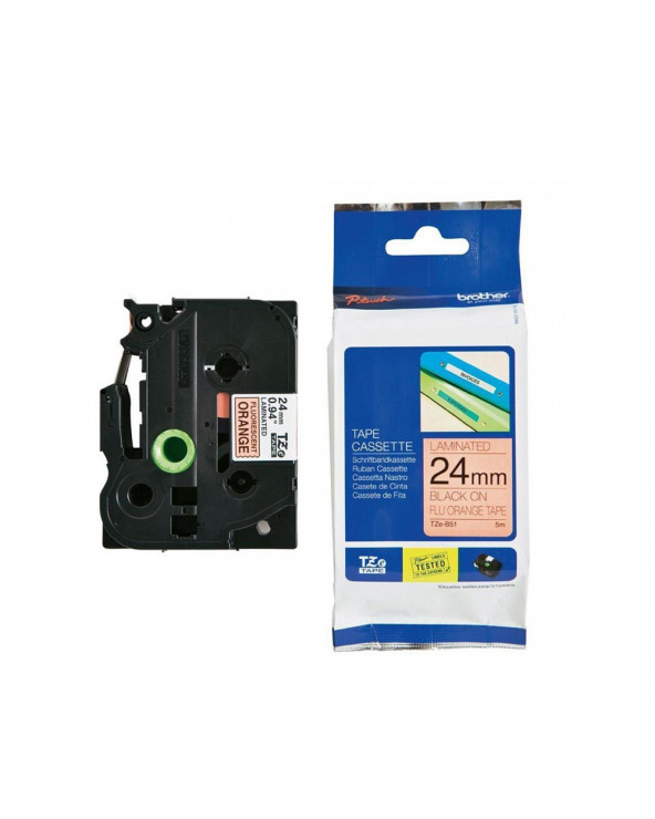 Brother P-Touch Laminated Black on Signal Orange 5m x 24mm (TZEB51) (BROTZEB51)