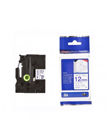 Brother P-Touch Fabric Tape Blue on White 3m x 12mm (TZEFA3) (BROTZEFA3)