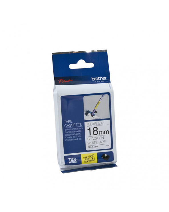 Brother P-Touch Flexible Laminated Black on White 8m x 18mm (TZEFX241) (BROTZEFX241)