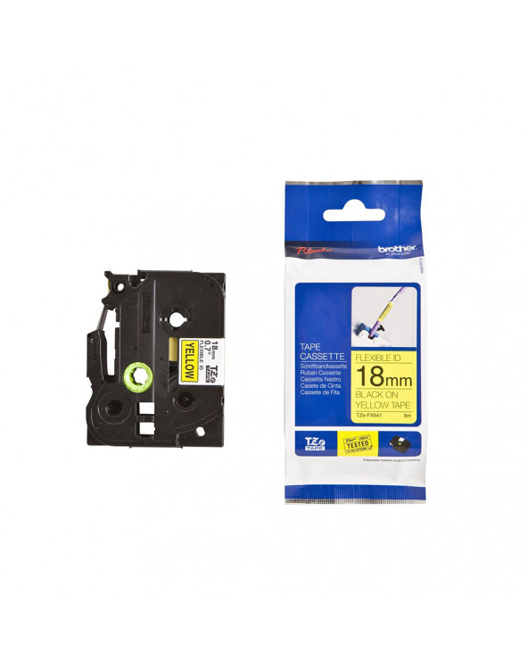 Brother P-Touch Flexible Laminated Black on Yellow 8m x 18mm (TZEFX641) (BROTZEFX641)