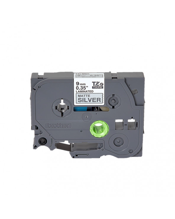 Brother P-Touch Black on Mat Silver 8m x 9mm (TZEM921) (BROTZEM921)
