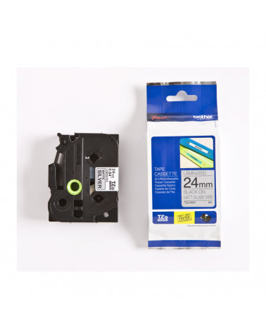 Brother P-Touch Laminated Black on Mat Silver 8m x 24mm (TZEM951) (BROTZEM951)