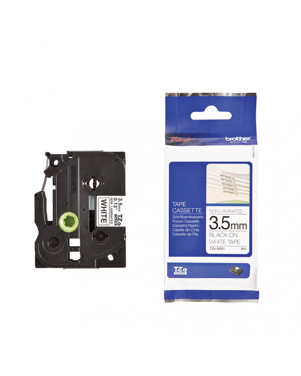 Brother P-Touch Non Laminated Black on White 8m x 3.5mm (TZEN201) (BROTZEN201)