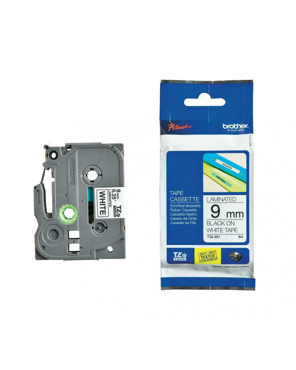 Brother P-Touch Non Laminated Black on White 8m x 12mm (TZEN221) (BROTZEN221)