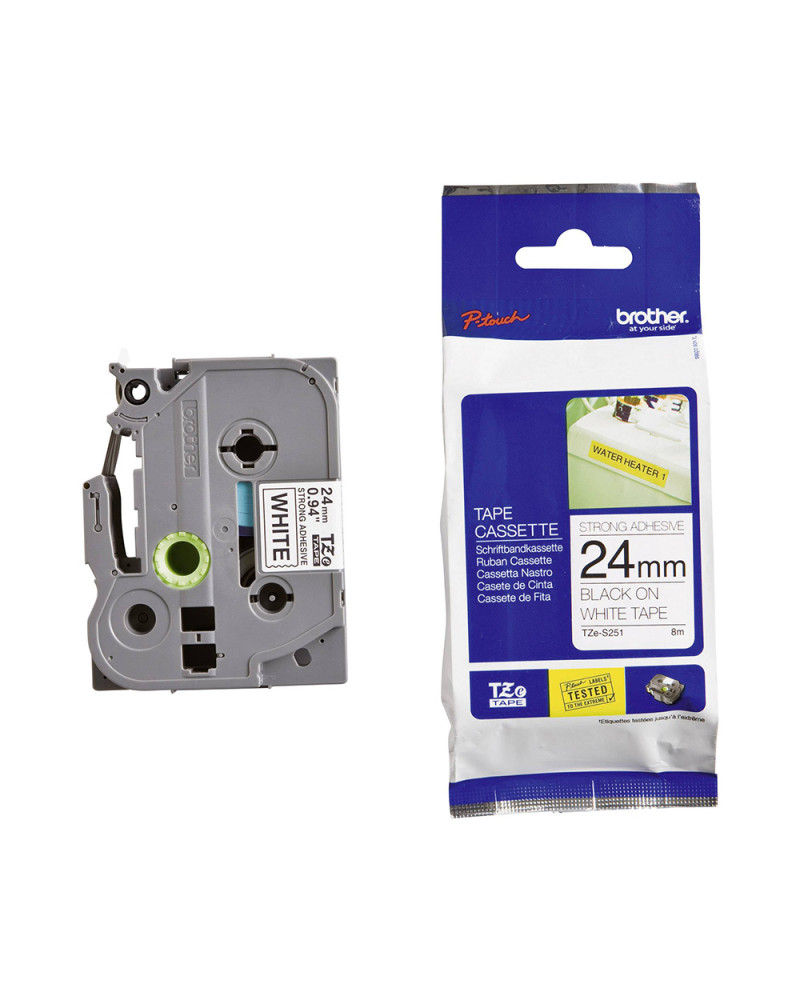 Brother TZe-S251 Labelling Tape Cassette – Black on White, 24mm wide (TZES251) (BROTZES251)