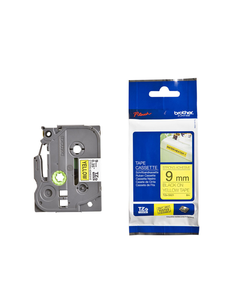 Brother P-Touch  Industrial Laminated Black on Yellow 8m x 9mm (TZES621) (BROTZES621)