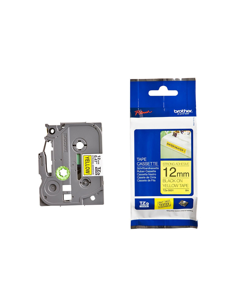 Brother P-Touch Industrial Laminated Black on Yellow 8m x 12mm (TZES631) (BROTZES631)
