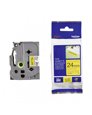 Brother TZE-S651 Labelling Tape Cassette – Black on Yellow Strong Adhesive, 24mm wide (TZES651) (BROTZES651)