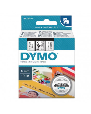 Ταινία Ετικετογράφου DYMO Standard 43610 6 mm x 7 m (Μαύρα Γράμματα σε Διάφανο Φόντο) (S0720770) (DYMO43610)