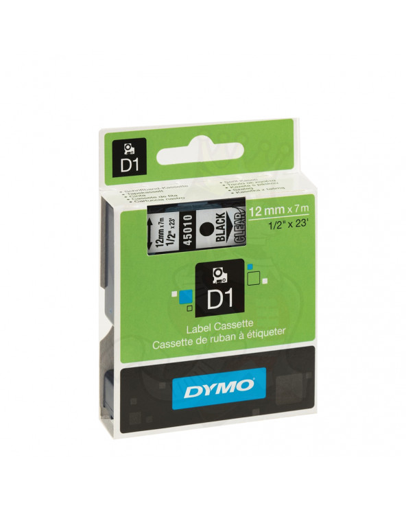 Ταινία Ετικετογράφου DYMO D1 45010 12 mm x 7 m (Μαύρα Γράμματα σε Διάφανο Φόντο)