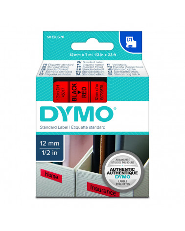 Ταινία Ετικετογράφου DYMO Standard 45017 12 mm x 7 m (Μαύρα Γράμματα σε Κόκκινο Φόντο) (S0720570) (DYMO45017)
