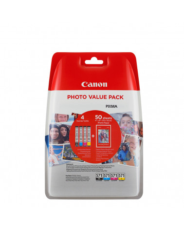 Canon Μελάνι Inkjet CLI-571VP BK/C/M/Y + PHOTO PAPER (0386C006) (CANCLI-571VP)