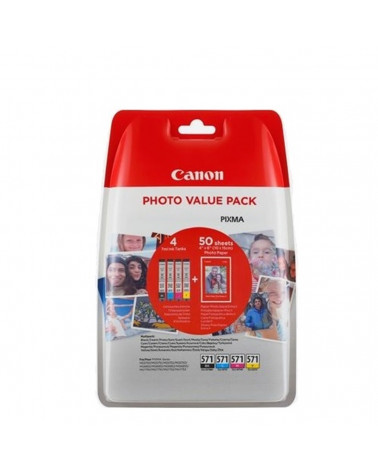 Canon Μελάνι Inkjet CLI-571XLVP BK/C/M/Y + PHOTO PAPER (0332C005) (CANCLI-571XLVP)