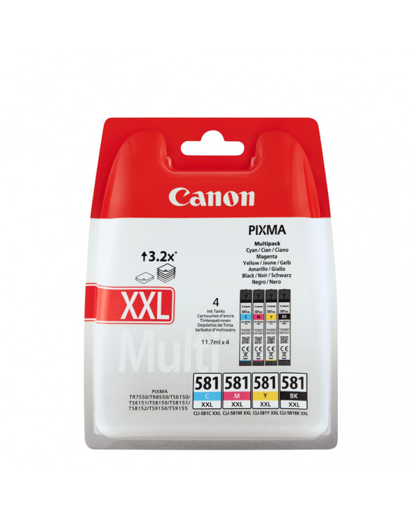 Canon Μελάνι Inkjet CLI-581XXLMPK BK/C/M/Y (1998C005) (CANCLI-581XXLMPK)