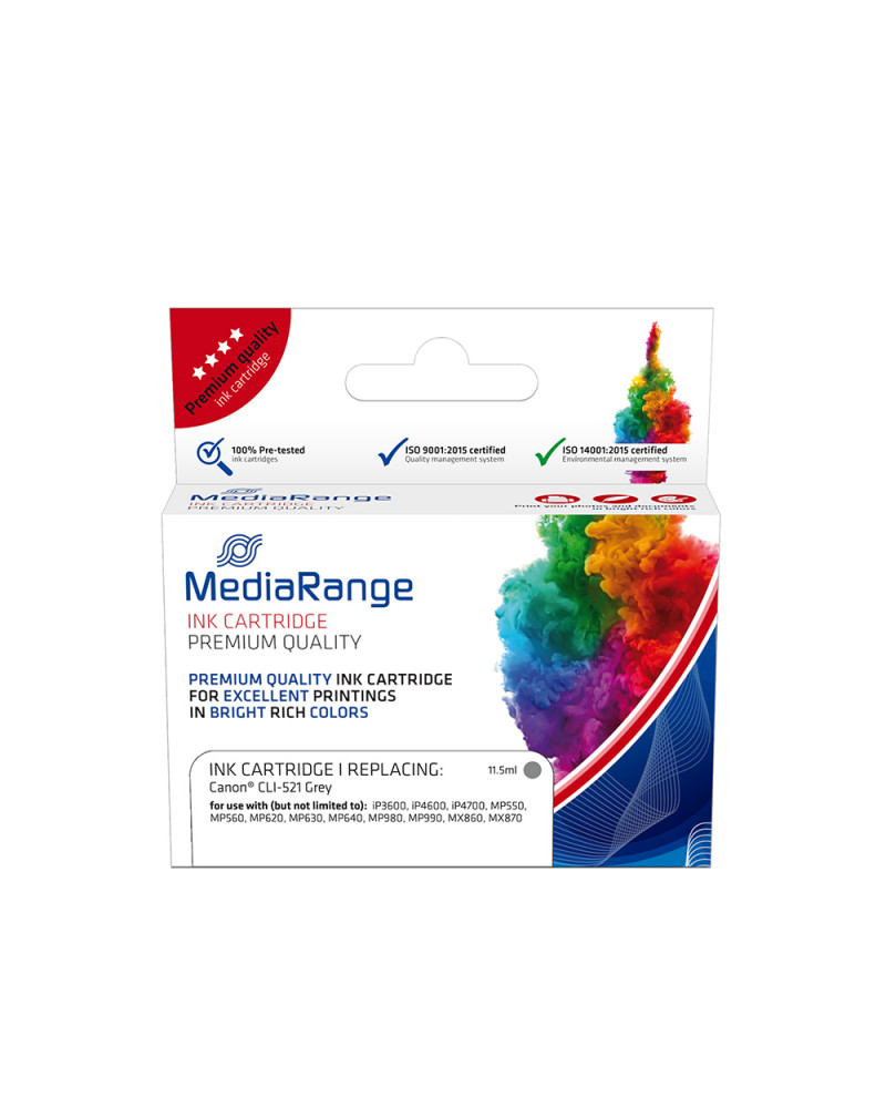 Inkjet MEDIARANGE Συμβατό για Εκτυπωτές Canon (Grey) (CLI-521G) (MRCC521GY)