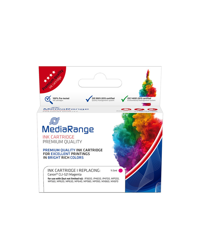 Inkjet MEDIARANGE Συμβατό για Εκτυπωτές Canon (Magenta) (CLI-521M) (MRCC521M)