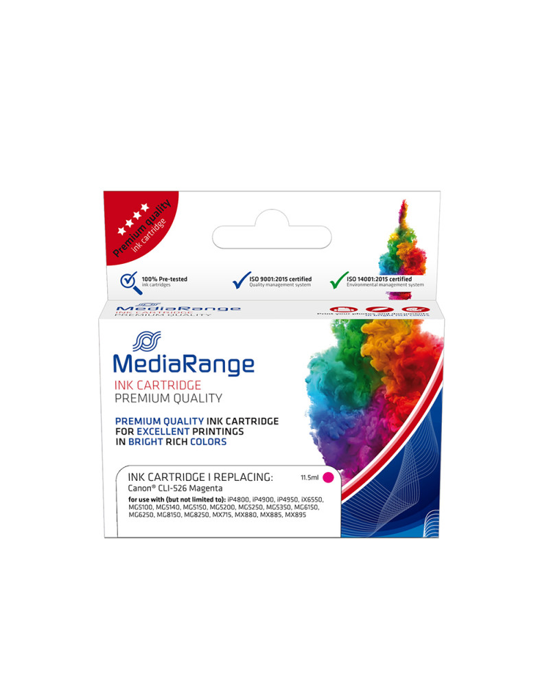 Inkjet MEDIARANGE Συμβατό για Εκτυπωτές Canon (Magenta) (CLI-526M) (MRCC526M)