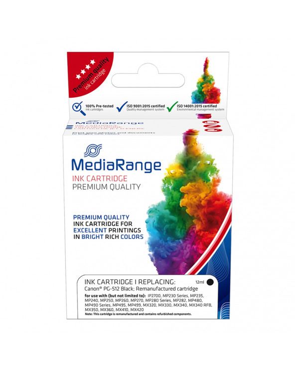 Inkjet MEDIARANGE Συμβατό για Εκτυπωτές Canon (Black) (PG-512) (MRCP512BK)