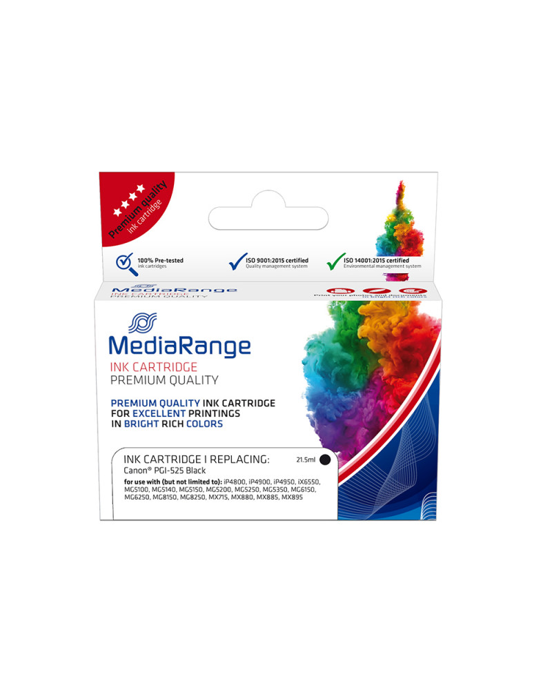 Inkjet MEDIARANGE Συμβατό για Εκτυπωτές Canon (Black) (PGI-525BK) (MRCP525BK)